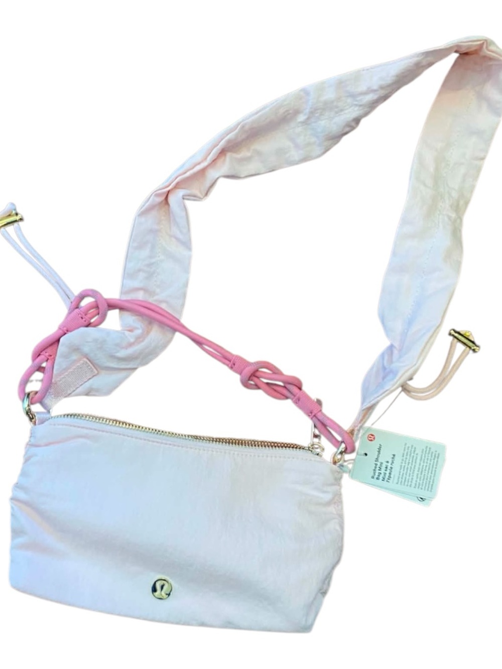 NWT Lululemon ruched bag mini PINK PEARL/GOLD Size OS